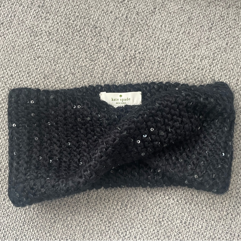 Kate Spade Sequin Black Twist Knit Headband
